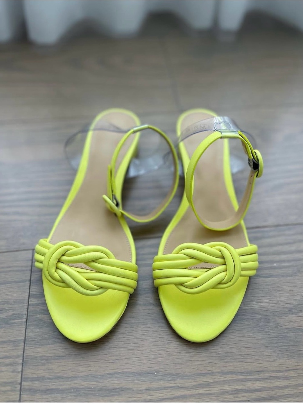 Alexandre Birman Neon Yellow Leather PVC Vicky Sandals